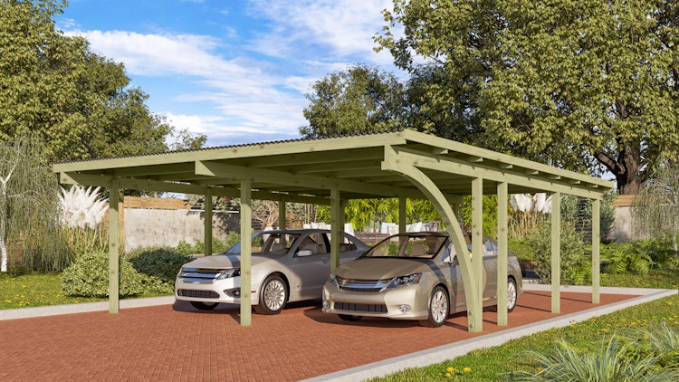 Karibu Carport Doppelcarport Eco 1/2 - kesseldruckimprägniert