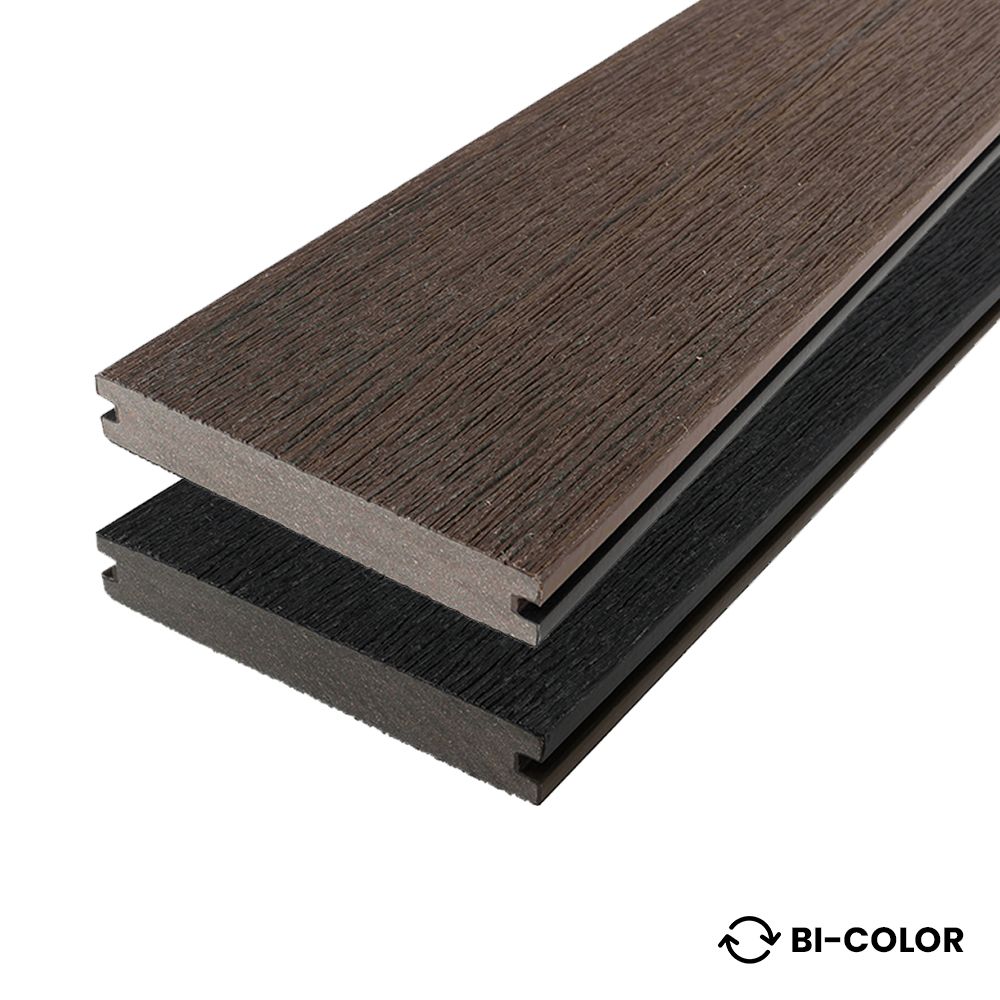 Fiberdeck Vintage WPC-Terrassendiele Bi-Color Graphite/Wenge massiv 23 x 210 mm