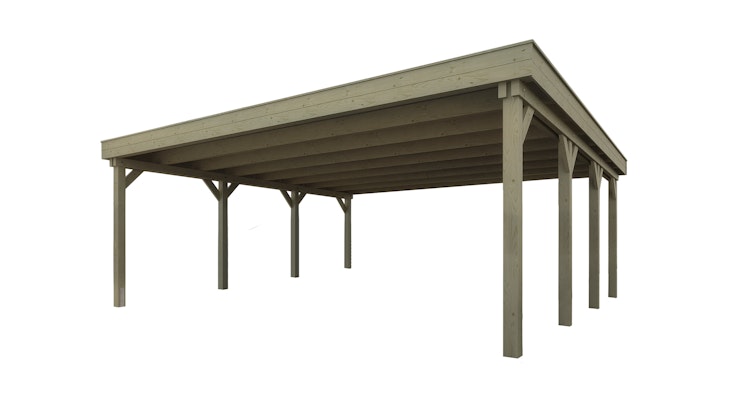 Weka Doppelcarport 609 mit Stahlblech-Trapezdachplatten
