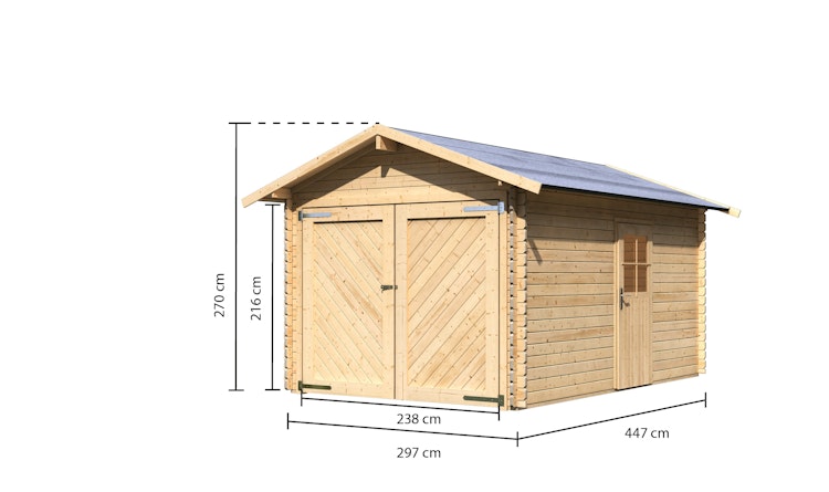 Karibu Garage Blockhausgarage 28 mm natur