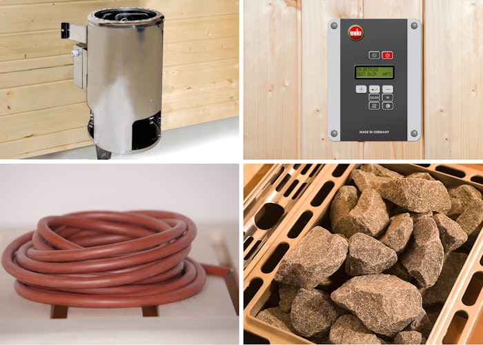 Weka Sauna Kiruna 1 mit Glastür und Eckeinstieg 230 V - 68 mm