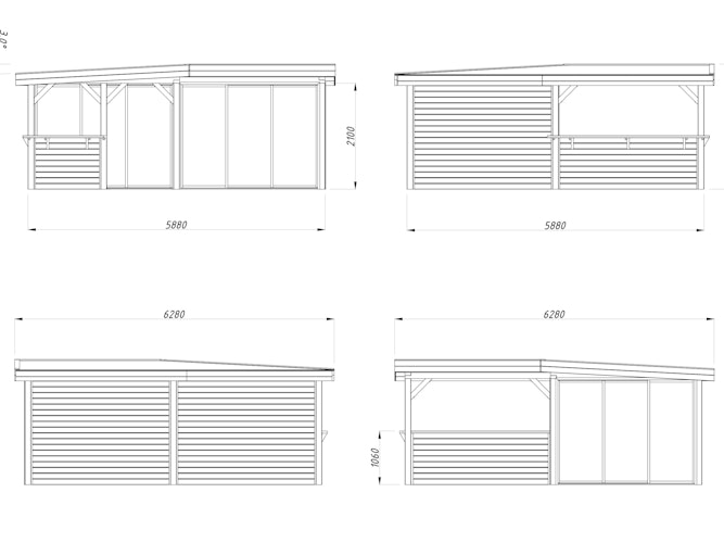 Palmako Gartenhaus Connect Lenna 24,9 m² Set 723 Slide Plus mit Isolierglas-Schiebetüren - 28 mm