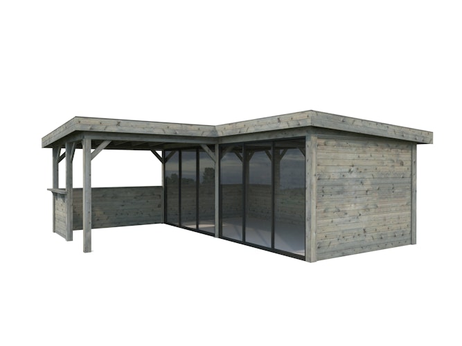 Palmako Gartenhaus Connect Lenna 24,9 m² Set 722 Slide Plus mit Isolierglas-Schiebetüren - 28 mm