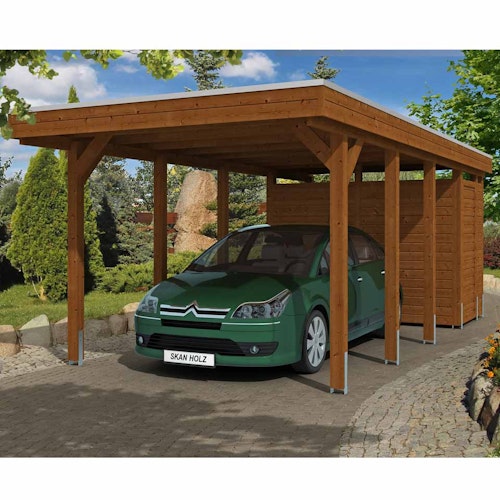 Skan Holz Carport Friesland 314x708 cm inkl. Abstellraum Sparset 2