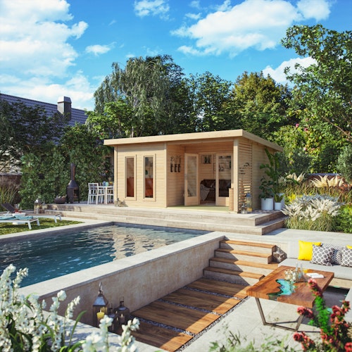 Karibu Premium Gartenhaus Radeburg 5 - 40 mm (Homeoffice-Gartenhaus)