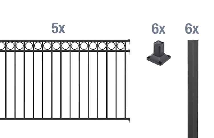 Alberts® Zaun Grundset Circle zum Aufschrauben