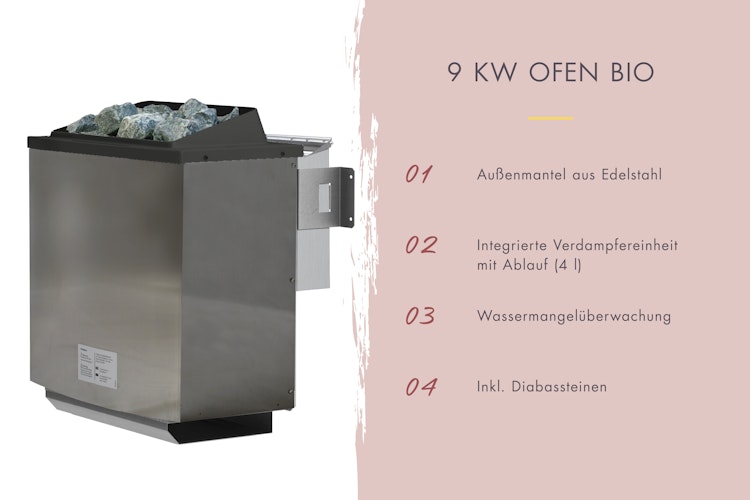 Karibu 9 kW Bio-Kombiofen Saunaofen anthrazit inkl. Steuergerät EASY schwarz - Sparset