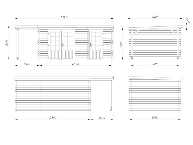 Palmako Gartenhaus Ella 13,1 m² Zweiraumhaus inkl. 3,9 m² Anbau - 28 mm