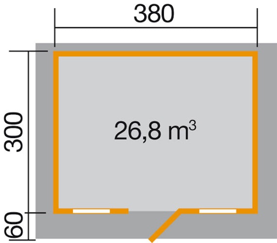 Weka 28 mm Gartenhaus 110 mit Vordach (60 cm)