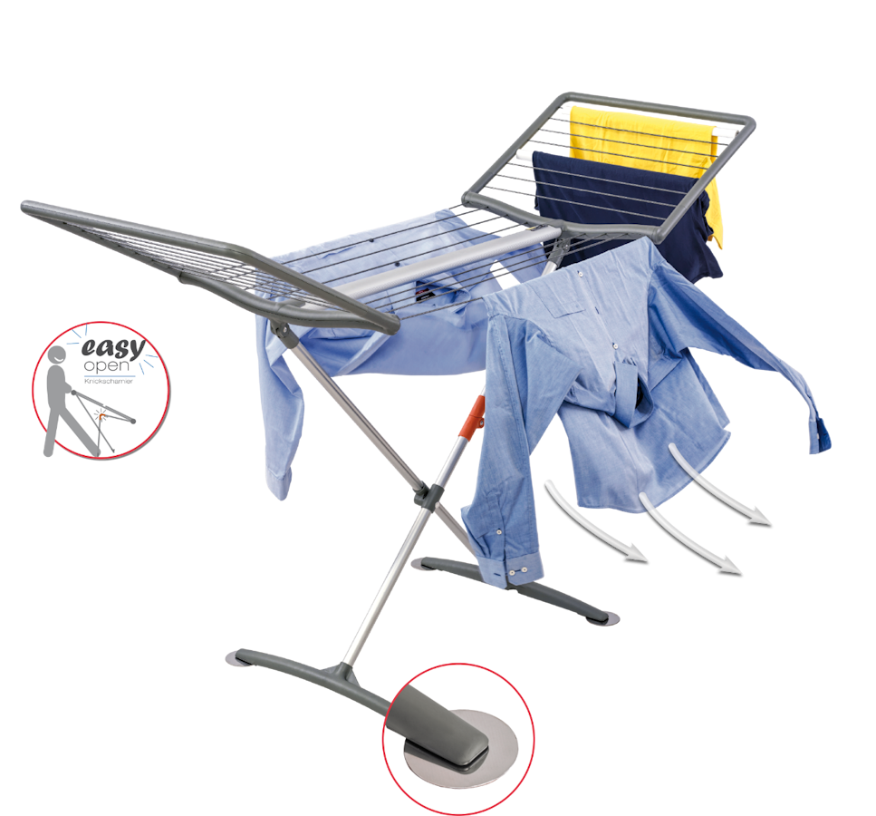 JUWEL Fashiondry Stendibiancheria A Libro Con Filo 18m – Alluminio Grigio – Pratico E Antiruggine