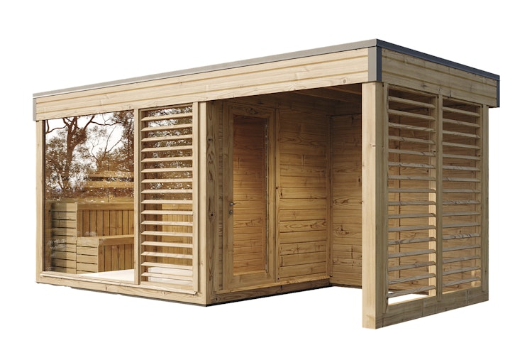 Wolff Finnhaus Saunahaus Sidonia 5323/6323 mit Vorraum & Seitendach