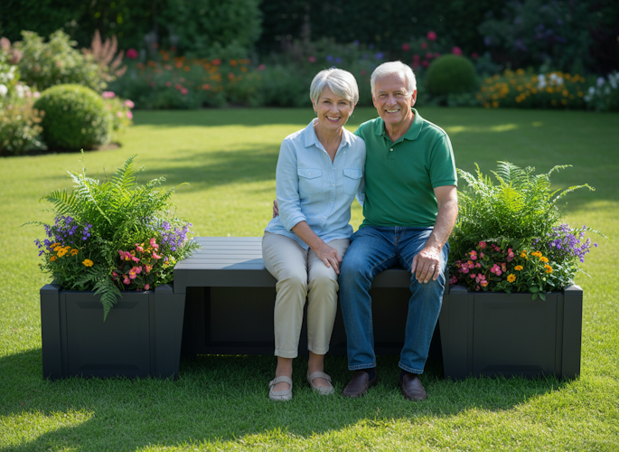 KHW Gartenbank Berlin inkl. Pflanzkästen