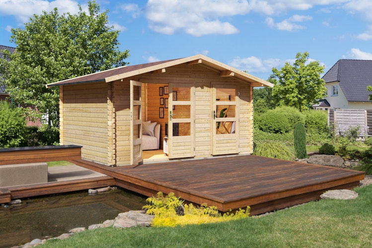 Karibu Gartenhaus Blockbohlenhaus Mittelwandhaus Radur 0 - 28 mm