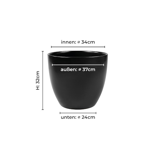 Wikholm form Design Pflanzgefäß / Blumentopf schwarz ⌀ 37 x H 32 cm