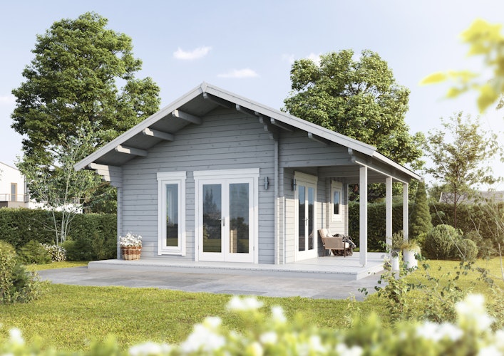 Wolff Finnhaus Gartenhaus Tirol 92 mit Seitendach