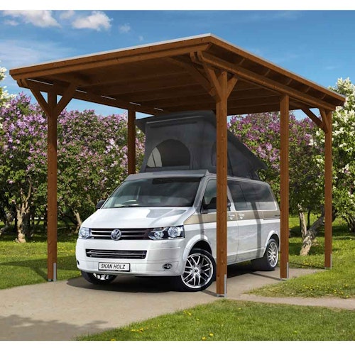 Skan Holz Caravan-Carport Emsland 404x604 cm mit erhöhter Einfahrt