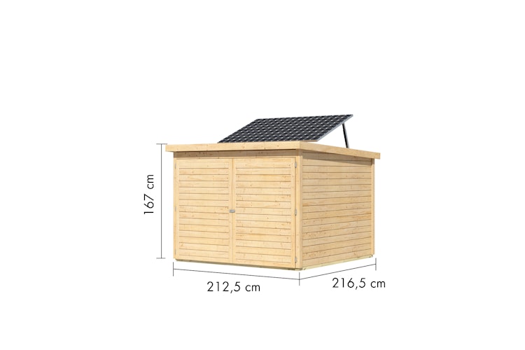 Karibu Fahrradgarage 3/4 inkl. Fahrradschienen (für 3 oder 4 Fahrräder) - 19 mm - mit Solarpaket