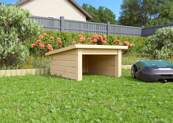 Karibu Rasenmähroboterhaus 2 Pultdach - B 73 x T 96 x 48 cm - 19 mm