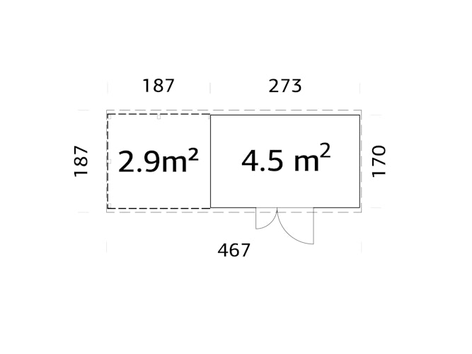 Palmako Gerätehaus Leif 4,5 m² + 2,9 m² Anbau - 16 mm