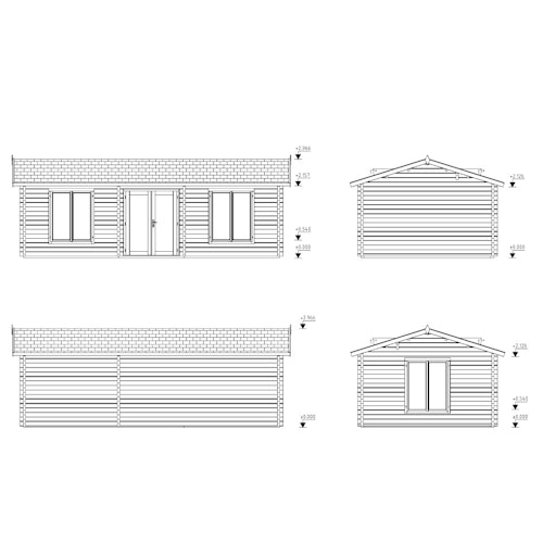 Palmako Ferienhaus Anna 26,8 + 1,9 m² - 70 mm