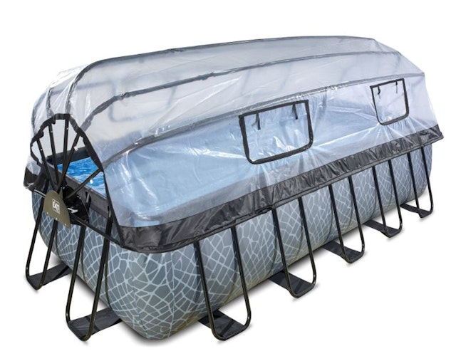 Exit rechteckiger Rahmenpool mit Sandfilteranlage, Wärmepumpe und Sonnendach 540 x 250 cm (Höhe 122cm)