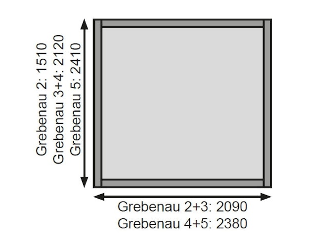 Karibu Eco Gartenhaus Grebenau / Glücksburg 2/3/4 mit 190 cm Schleppdach