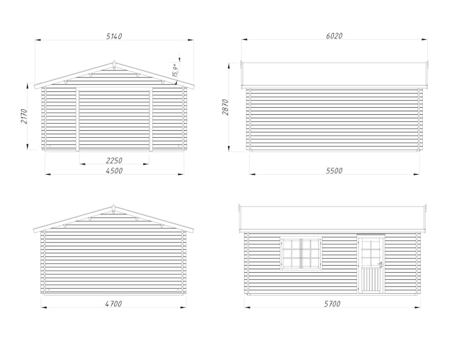 Palmako Garage Roger 23,9 m² - 44 mm - ohne Tor