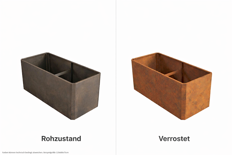 Premium Hochbeet aus Cortenstahl mit Rostpatina 200 x 80 x 75 cm