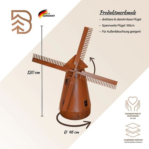 Badeko Windmühle „1000“ in Edelrostoptik