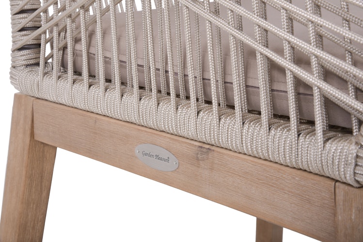 Garden Pleasure Gartenmöbel Set OAKLAND / POMONA, Tisch 200 x 100 + 4 Sessel, Akazie / Rope / Kissen 100 % Polyester