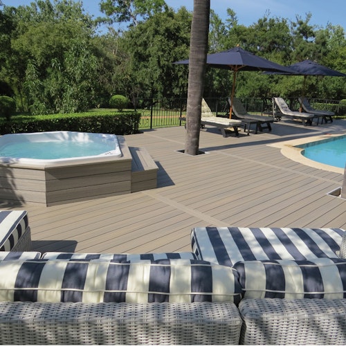 Fiberdeck Premium WPC-Terrassendiele Light grey massiv 23 mm