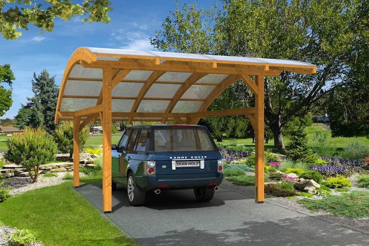 Skan Holz Schwaben - Bogendach Einzelcarport aus Leimholz Breite 434 cm