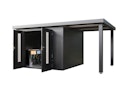 Vorschaubild Wolff Finnhaus Premium Metall Gartenhaus Elvar 5424 Anthrazit inkl. 240 cm Anbaudach