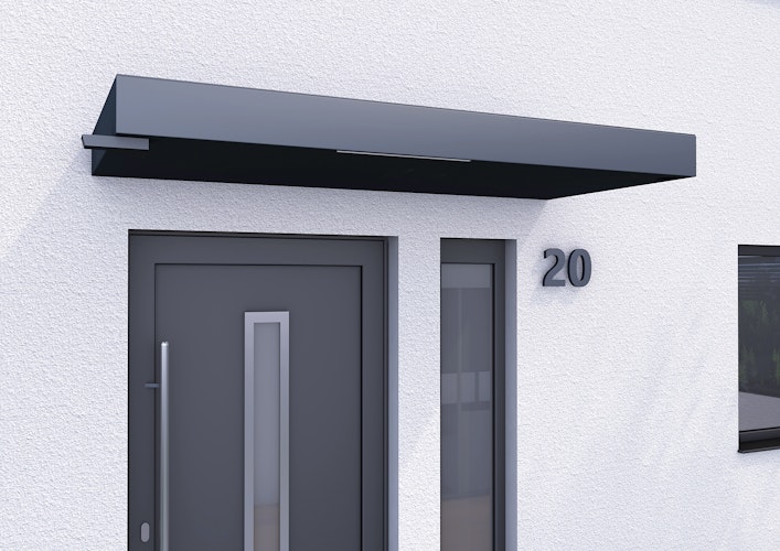 Gutta Rechteckvordach BS Plus 300 Sonderfarbe und Sondermaß inkl. Wasserspeier (neues Modell)