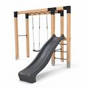 Vorschaubild EXIT Holz-Monkeybar Linea Robust 110 mit Doppelschaukel, Rutsche und Reckstange