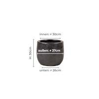 Vosteen Design Blumentopf / Pflanzgefäß Terrakotta schwarz ø 37 cm x H 30 cm