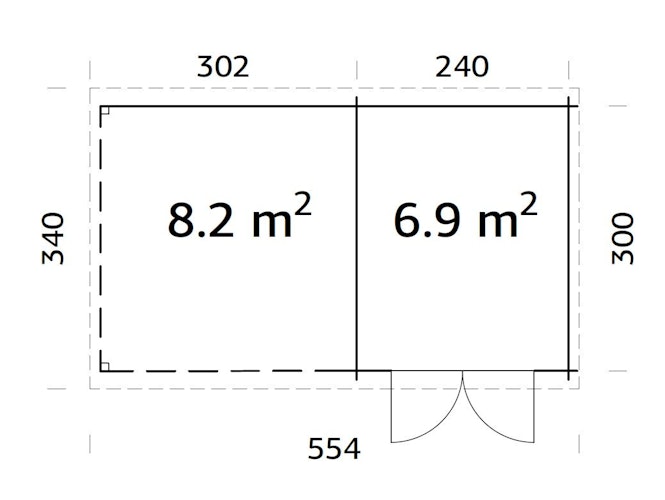 Palmako Gartenhaus Ella 6,9 + 8,2 m² - 28 mm