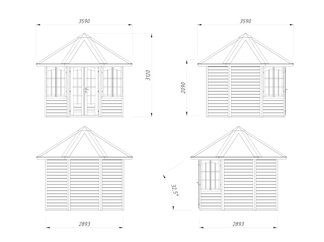 Palmako Pavillon Veronica 2 6,7 m² - 28 mm
