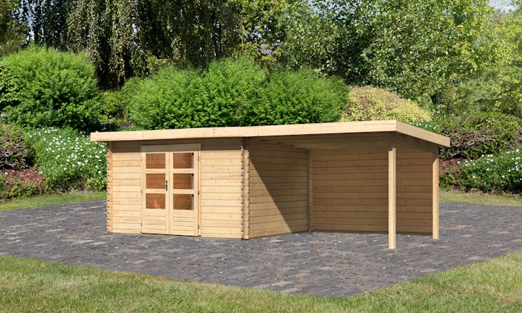 Karibu Woodfeeling Gartenhaus Bastrup 7 naturbelassen - 28 mm