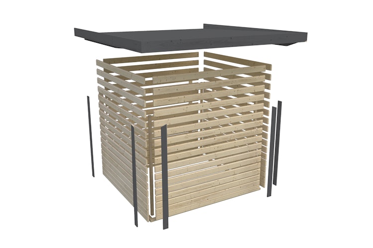 Karibu Metall-Holzgartenhaus Hybridhaus Pluto A/B/C/D - 28 mm/0,5 mm