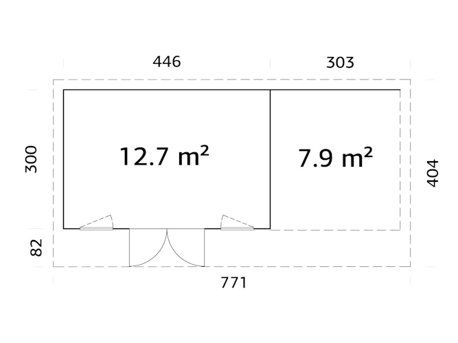 Palmako Gartenhaus Aurelia 12,7+7,9 m² - 44 mm