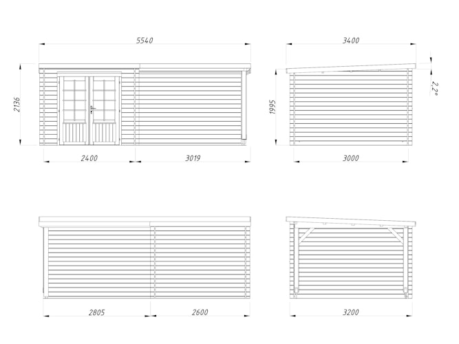 Palmako Gartenhaus Ella 6,9 + 8,2 m² - 28 mm