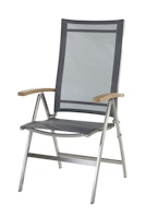 Diamond Garden Hochlehner VENEDIG, Edelstahl / Sunproof Sling Schwarz/Silber