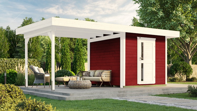 Weka Gartenhaus Designhaus 172 B mit Design-Einzeltüre und Anbau (295 cm)