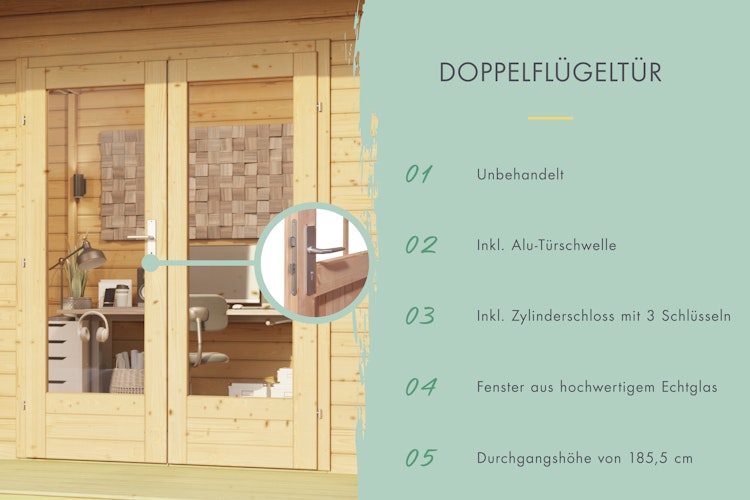 Karibu Premium Gartenhaus Radeburg 3 - 40 mm (Homeoffice-Gartenhaus)