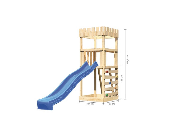 Akubi Kinderspielturm Ritterburg Löwenherz inkl. Wellenrutsche und Kletterwand