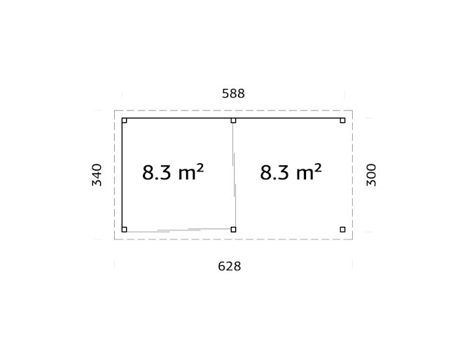 Palmako Gartenhaus Connect Lenna 16,6 m² Set 705 Slide Plus mit Isolierglas-Schiebetüren - 28 mm