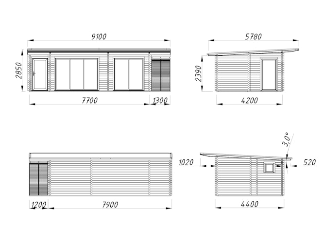 Palmako Ferienhaus Cecilia 27,3 m² Slide Plus - 70 mm