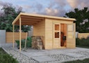 Vorschaubild Karibu Eco Gartenhaus Merseburg 3 inkl. Anbaudach - Sparset inkl. gratis Fenster im Wert von bis zu 59,99 €