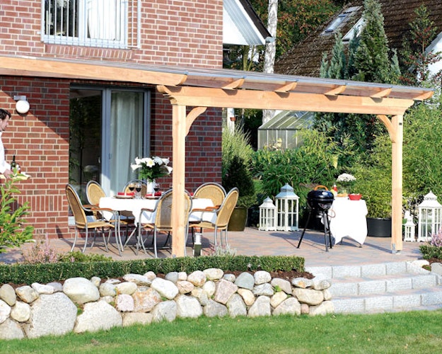 Skan Holz Terrassenüberdachungen Ravenna o. Mittelpfosten Breite 434 cm aus Douglasie